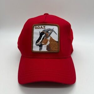 Goorin Bros Red G.O.A.T Patch Trucker Hat OS Adjustable Strap